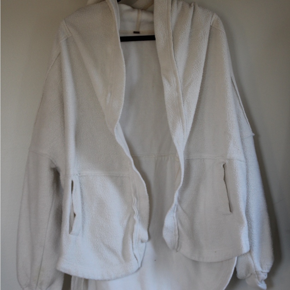 Free People Cozy White Hooded Jacket